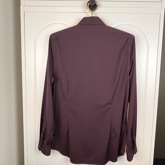 Express Men's Maroon-Plum colored Performance Slim fit Button Up - Medium - Picture 2 of 9